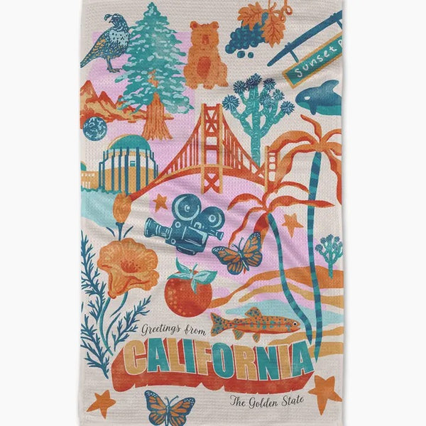 Geometry House Tea Towel - Greetings from California