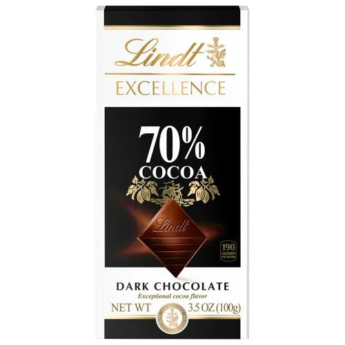 Lindt Excellence Dark Chocolate Bar 70% Cocoa 3.5oz