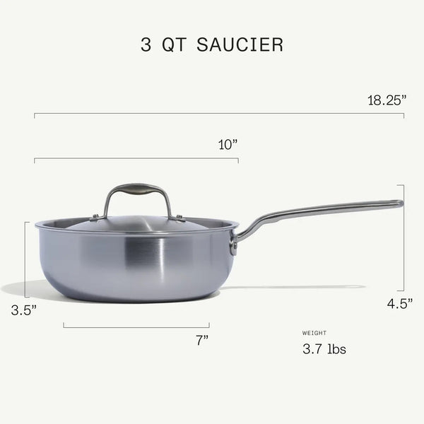 'Made In' Stainless Steel 3qt Saucier w/Lid