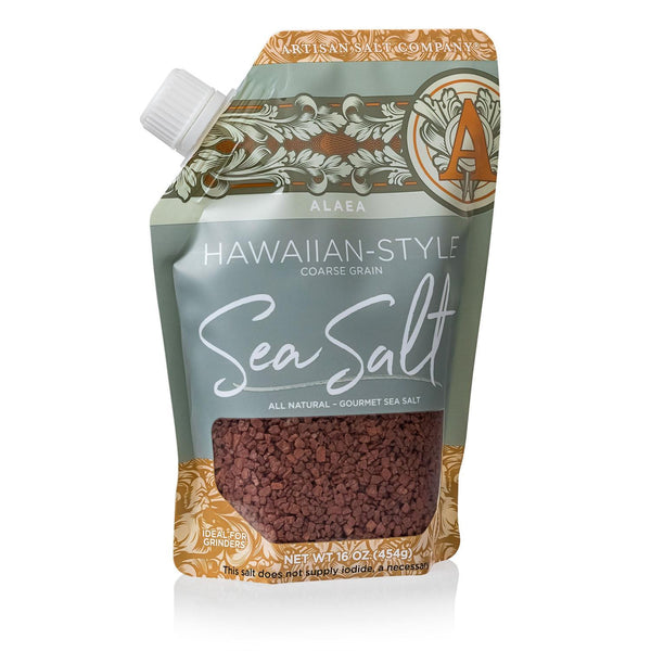 Hawaiian-Style Coarse Sea Salt Alaea 16oz Pouch