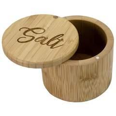 Totally Bamboo Engraved Round Salt Box Round