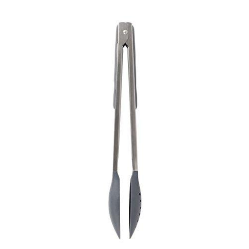 Tongs 12" S/S w/Grey Silicone Spoon & Strain