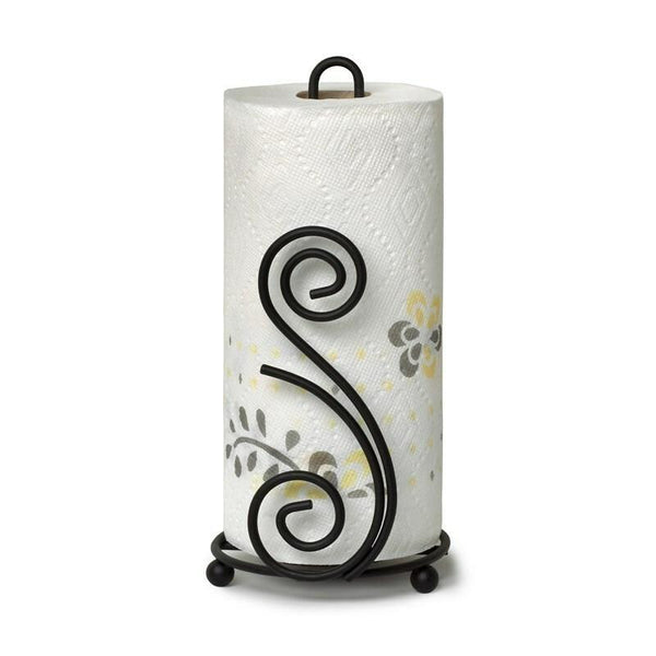 Spectrum Black Scroll Metal Paper Towel Holder