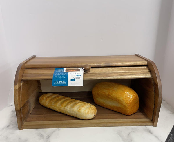 Lipper Acacia Wood Roll Top Bread Box