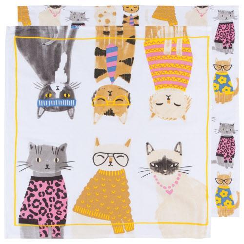 Now Designs Flour Sack Towels Set of 2 - Feline Fine