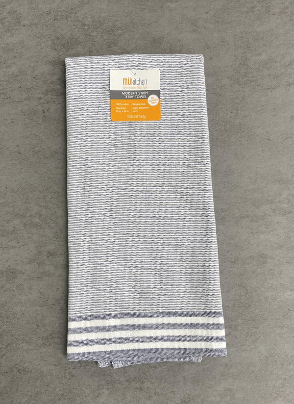 Towel Ink Blue Modern Stripe