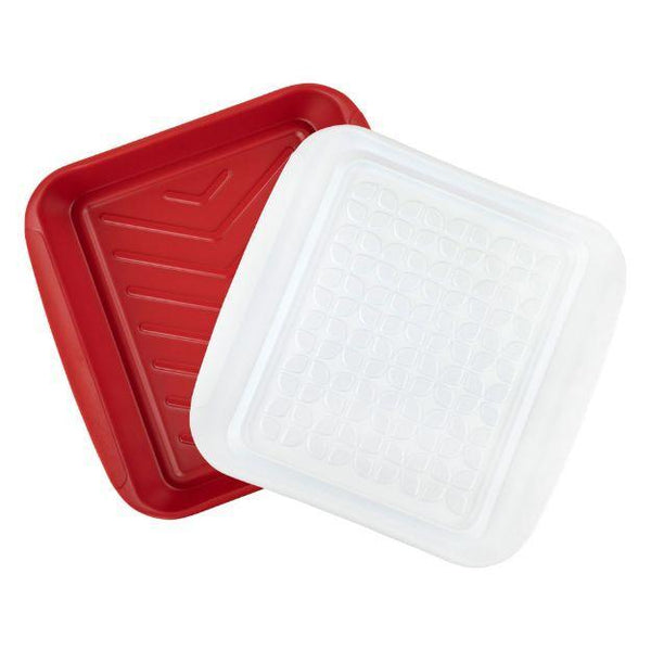 Tovolo Small 10.5" Marinade Trays 2pc Set  - Red and White