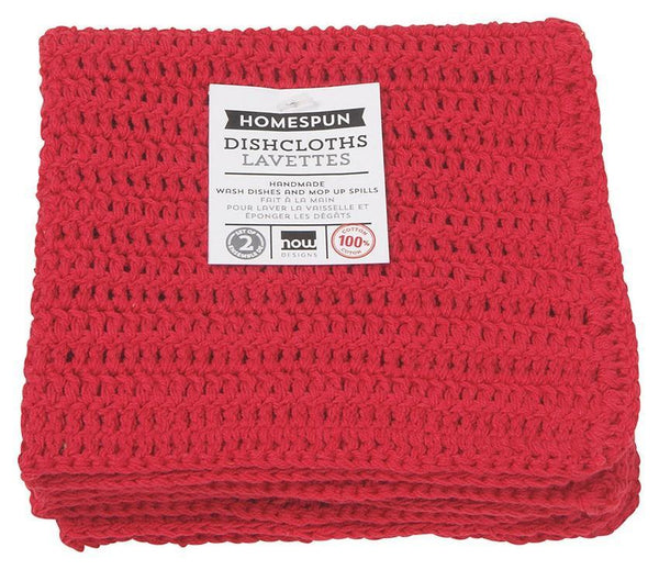 Dishcloth Crocheted Red Set/2