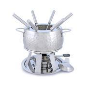 Swissmar Stainless Steel Hammered Fondue Pot with Forks