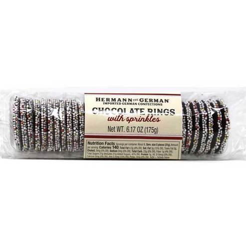 Chocolate Rings w/Sprinkles 6.17oz Hermann the German