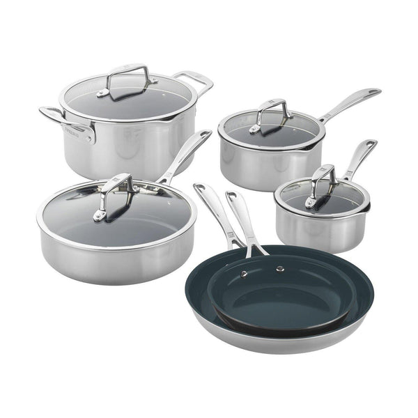 Zwilling Clad CFX Stainless Steel Ceramic Nonstick 10pc Set