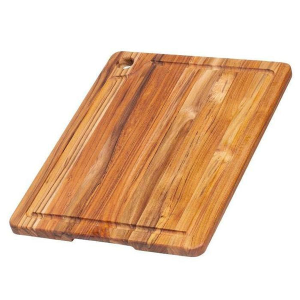 Teak Haus Edge Grain Cutting Board W/Corner Hole & Juice Groove