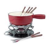 Fondue Pot Cast Iron Red