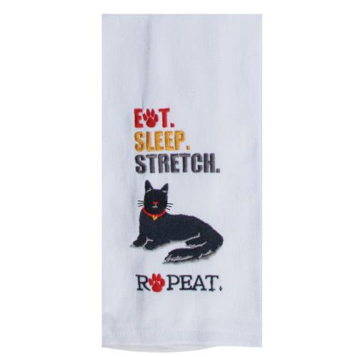 Kay Dee Towel Terry Eat Sleep Stretch Repeat Cat
