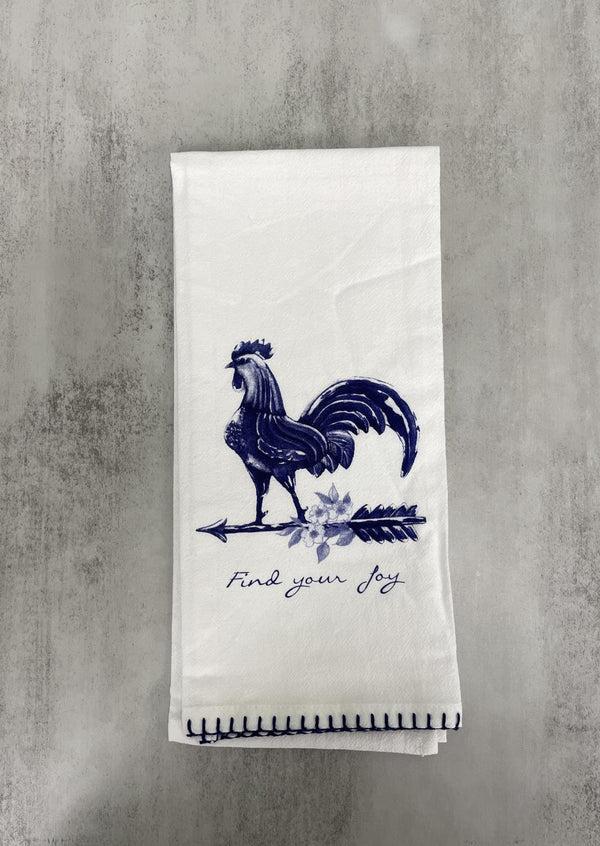 Kay Dee Flour Sack Find Your Joy Blue Rooster