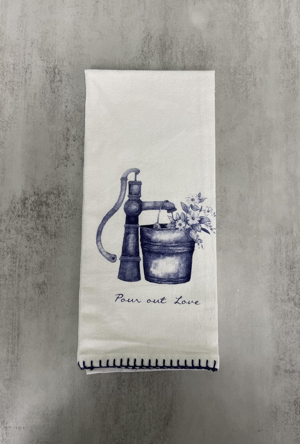 Kay Dee Flour Sack Pour out Love Blue Rooster