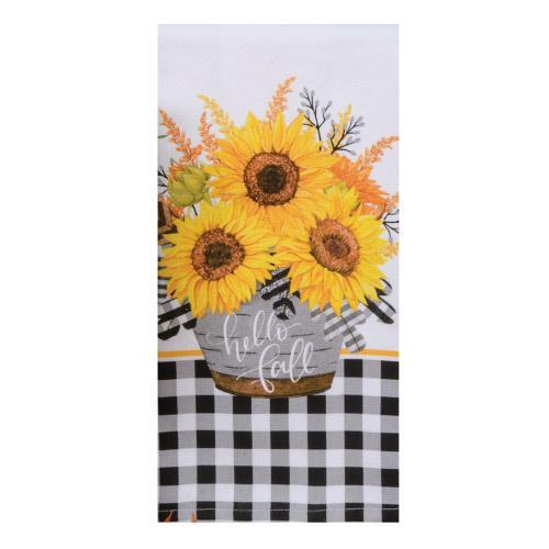Kay Dee Towel Terry Gingham Sunflower