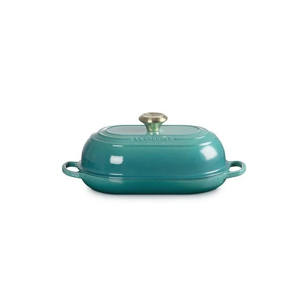 Le Creuset Cast Iron Signature 11.5" Oval Bread Oven - Riviera  with Light Gold Knob