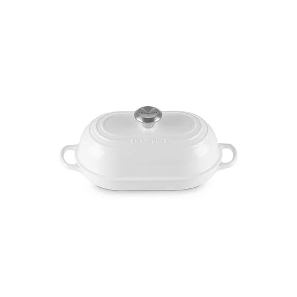 Le Creuset Cast Iron Signature 11.5" Oval Bread Oven - White with SS Knob