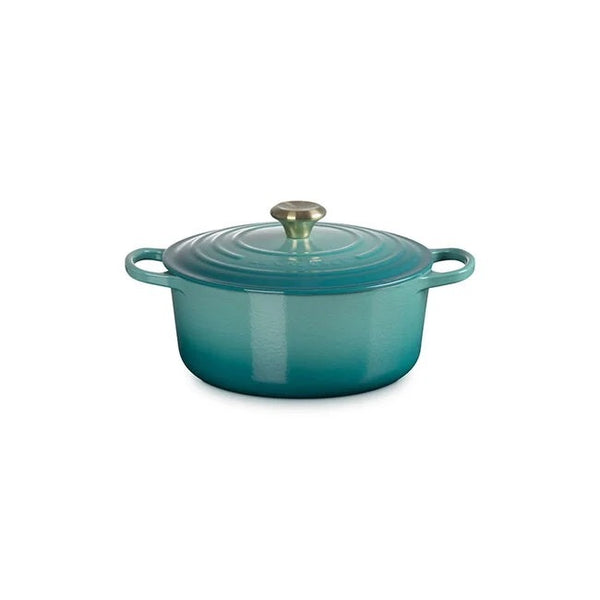 Le Creuset Signature Cast Iron 5.5qt Round Dutch Oven - Riviera with Light Gold Knob