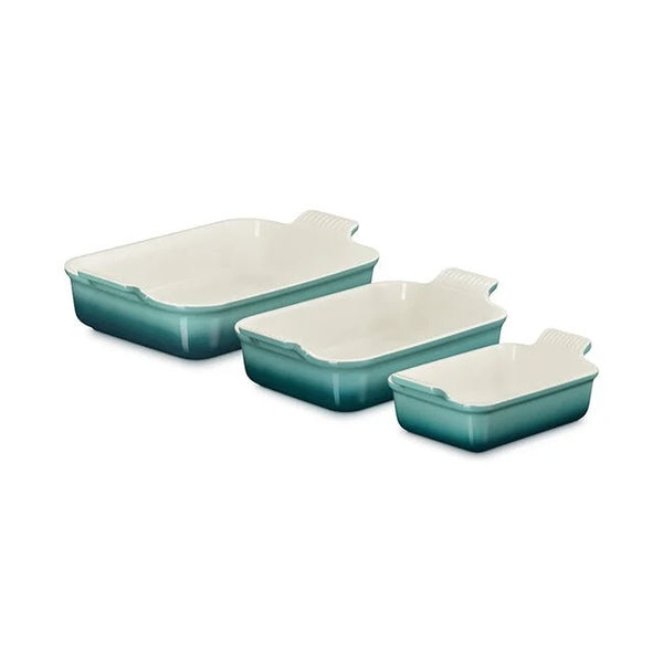 Le Creuset Stoneware Heritage 3pc Rectangular Baking Dish Set - Riviera