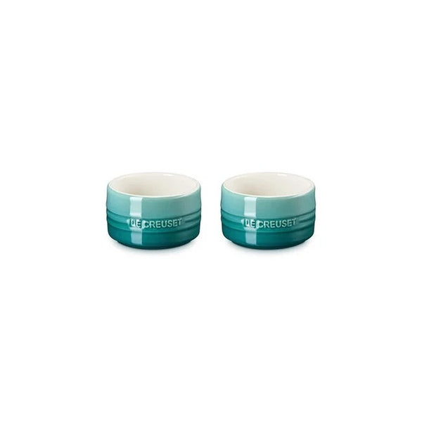 Le Creuset Stoneware Set/2 Straight Wall 7oz Stackable Ramekin - Riviera