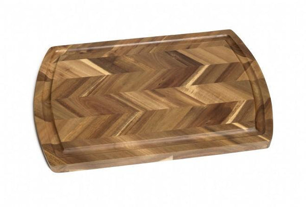 Lipper Acacia Herringbone 17" x 11.75" Cutting Board with Juice Groove