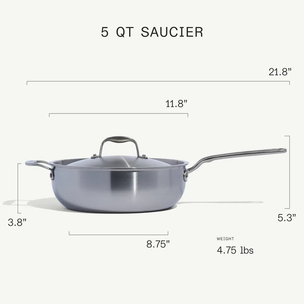'Made In' Stainless Clad 5qt Saucier w/Lid