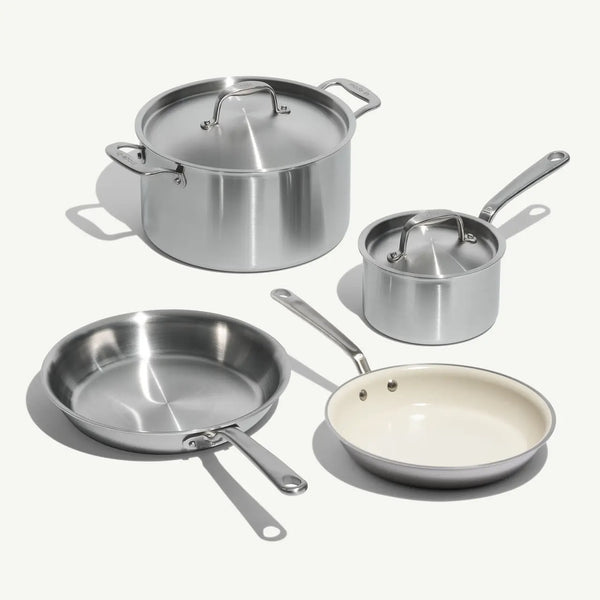 'Made In' Stainless Clad 6pc Cookware Set with 10" Ceramiclad Fry Pan