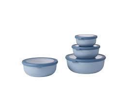 Bowls Shallow Set/4 Blue w/ LIDS