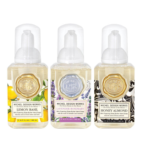 Michel Design Works Mini Foaming Hand Soap Set of 3 - The Classics - Lemon Basil, Lavender Rosemary & Honey Almond