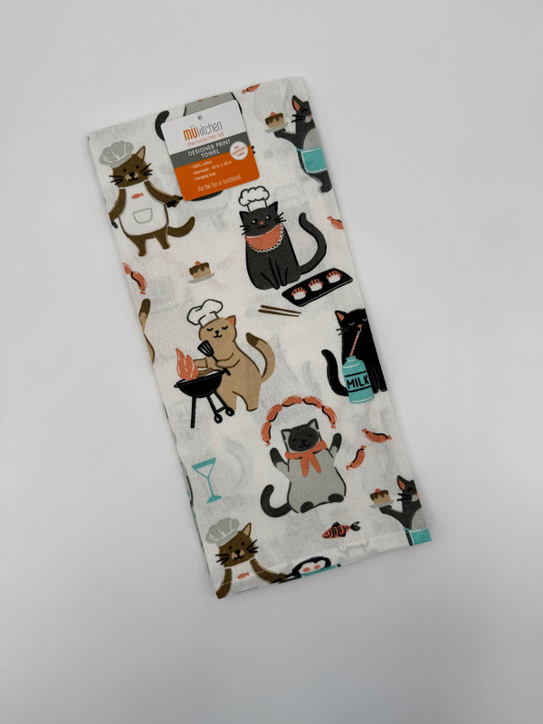 Mu Kitchen Cotton Designer Tea Towel - Culinary Cats