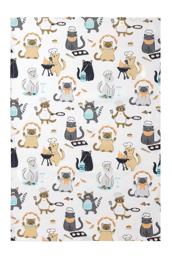 Mu Kitchen Cotton Designer Tea Towel - Culinary Cats