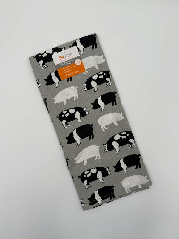 Mu Kitchen Cotton Designer Tea Towel - Pigs