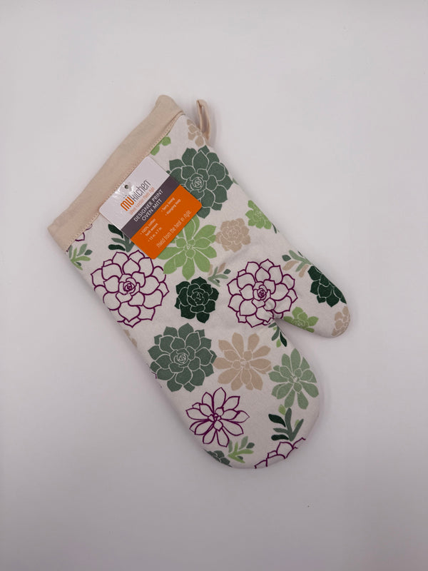 Mu Kitchen Designer Oven Mitt - Succulents