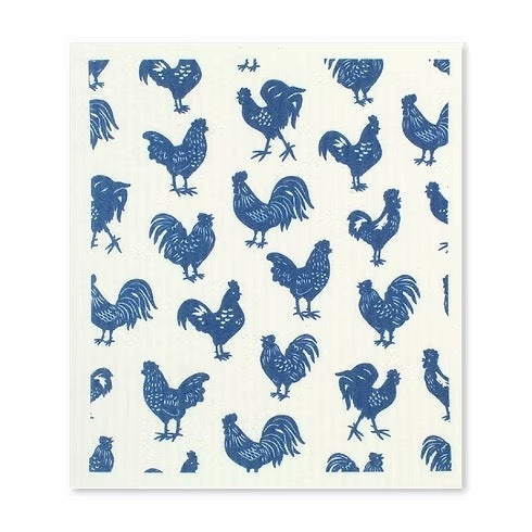 Mu Kitchen Designer Swedish Sponge Cloth - Blue Rooster