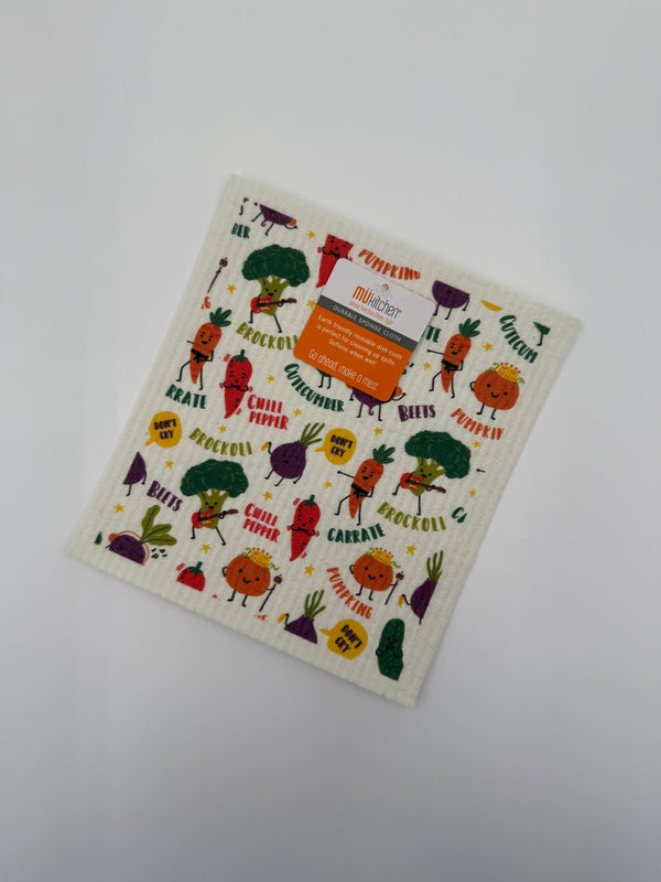 Mu Kitchen Designer Swedish Sponge Cloth -  Rock Veggies