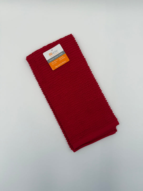 Mu Kitchen Ridged Cotton Dish Towel - Ruby