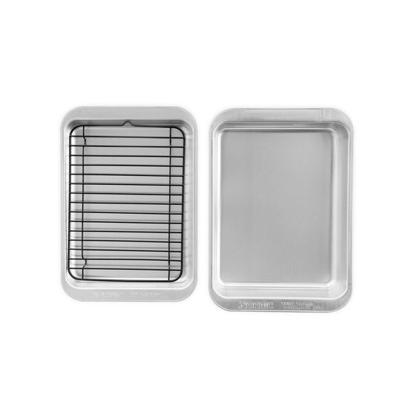 Nordic Ware Naturals Compact Ovenware 3-Piece Set (Broiling Rack, Baking Sheet & Rectangular Baker)