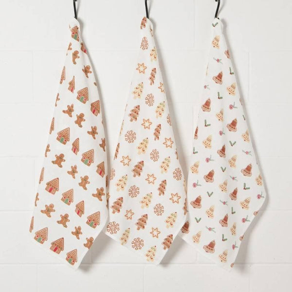 Flour Sack Towels Christmas Cookies Set/3