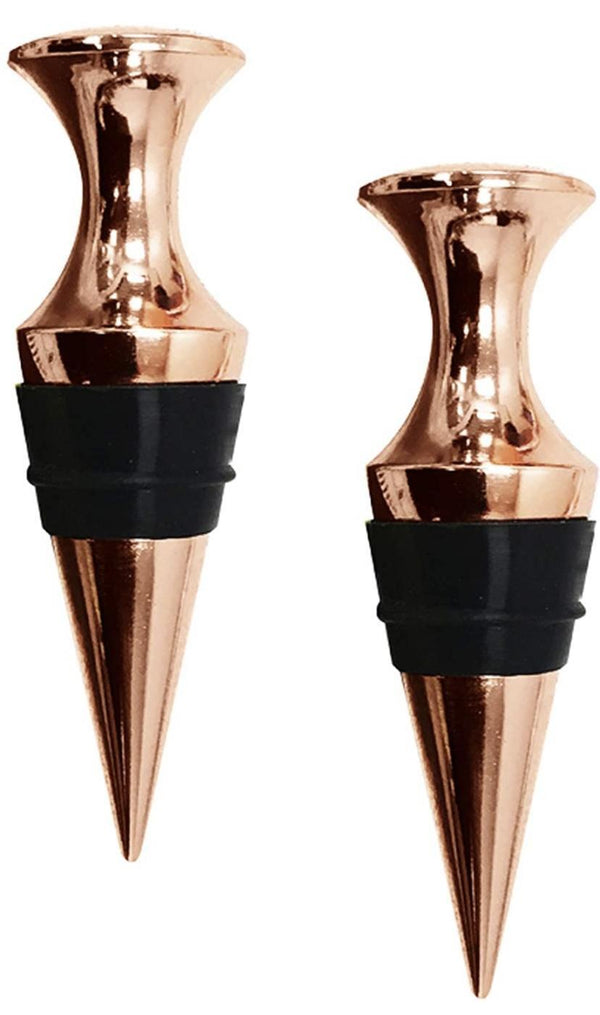 Bottle Stoppers Copper Tone Set/2 Round Top