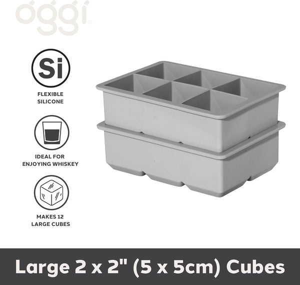 Oggi Silicone Large Square Ice Cube Tray Set of 2