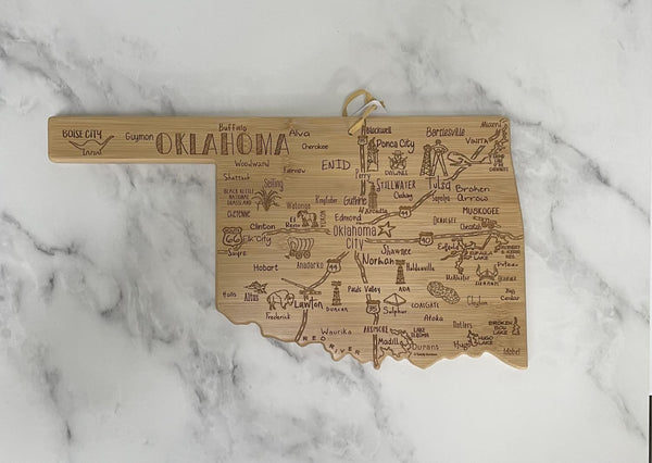 Totally Bamboo Cutting Board - Oklahoma Shaped with Destination Writing