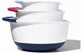 Oxo Set of 3 Plastic Mixing Bowls Navy, Red, Light Blue