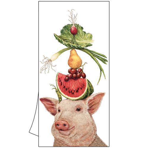Towel Lulu & her lunch pig with deocrative head