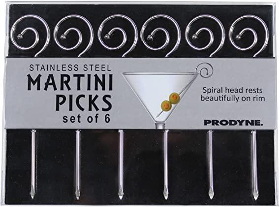 PRODYNE Martini Picks S/S Spiral Set/6