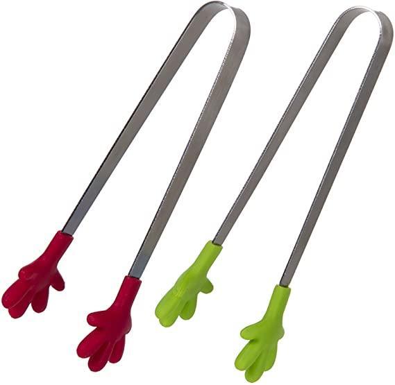 Tongs "Hands" Set/2 Red and Green Silicone