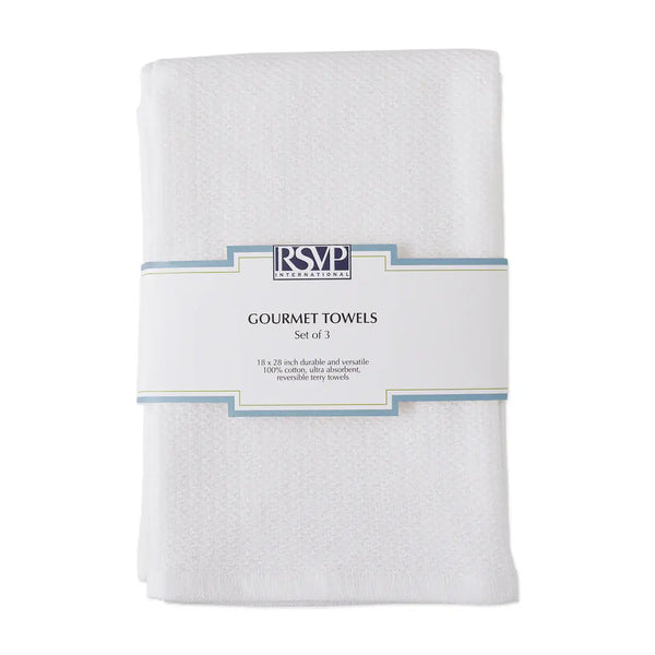 RSVP Reverse Terry Towel Set of 3 - White