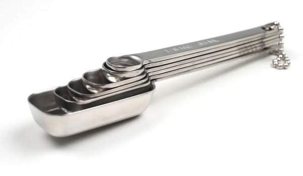 RSVP Stainless Steel 6pc Oblong Spice Jar Measuring Spoon Set