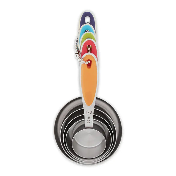 RSVP Stainless Steel Multicolor 5pc Measuring Cup Set